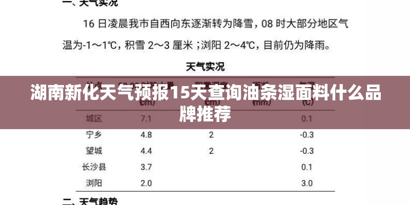 湖南新化天气预报15天查询油条湿面料什么品牌推荐