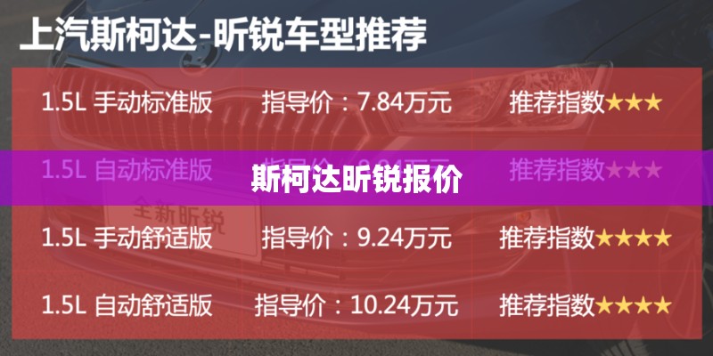 斯柯达昕锐报价