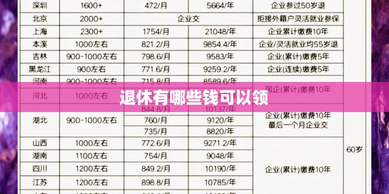 退休有哪些钱可以领